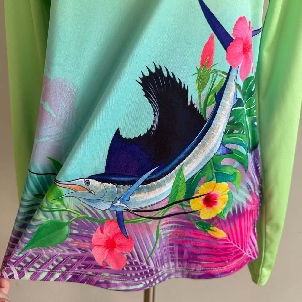 Guy Harvey Women's Long Sleeve Sailfish and Floral Performance Shirt - Picture 4 of 8